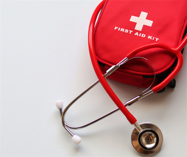 First aid kit and stethoscope